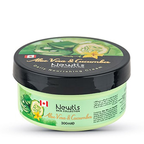 Newtis-Aloevera-Cucumber-Nourishing-Cream-300ml کرم مرطوب کننده آلوئه ورا و خیار 300 میل نیوتیس|Newtis Aloevera And Cucumber Nourishing Cream 300ml - Image 1