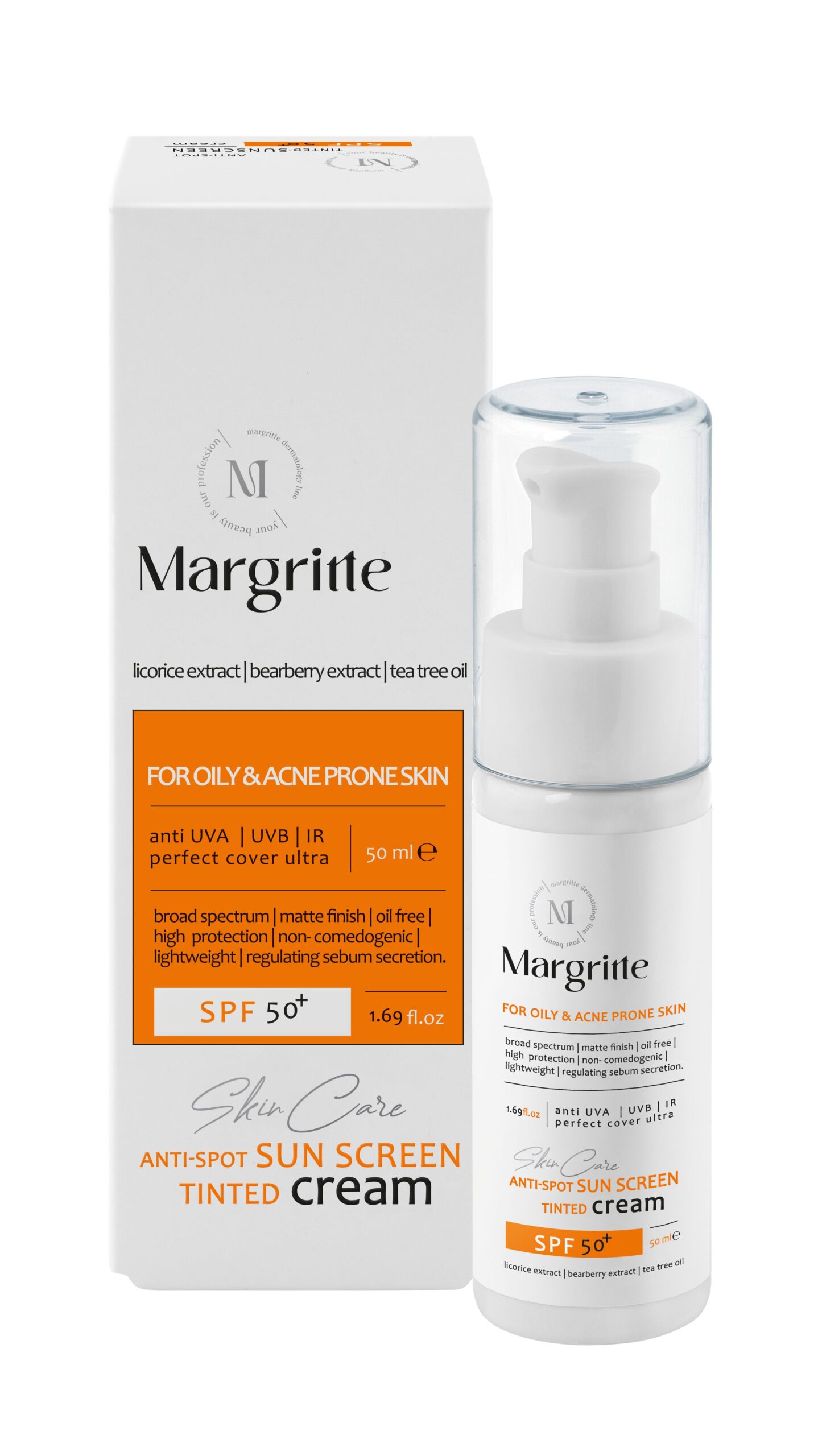 406f70be-8864-4934-a623-d556b2cffce8 کرم ضدآفتاب و روشن کننده (بژروشن) حجم 50 میلی لیتر SPF 50+ مارگریت - Image 1