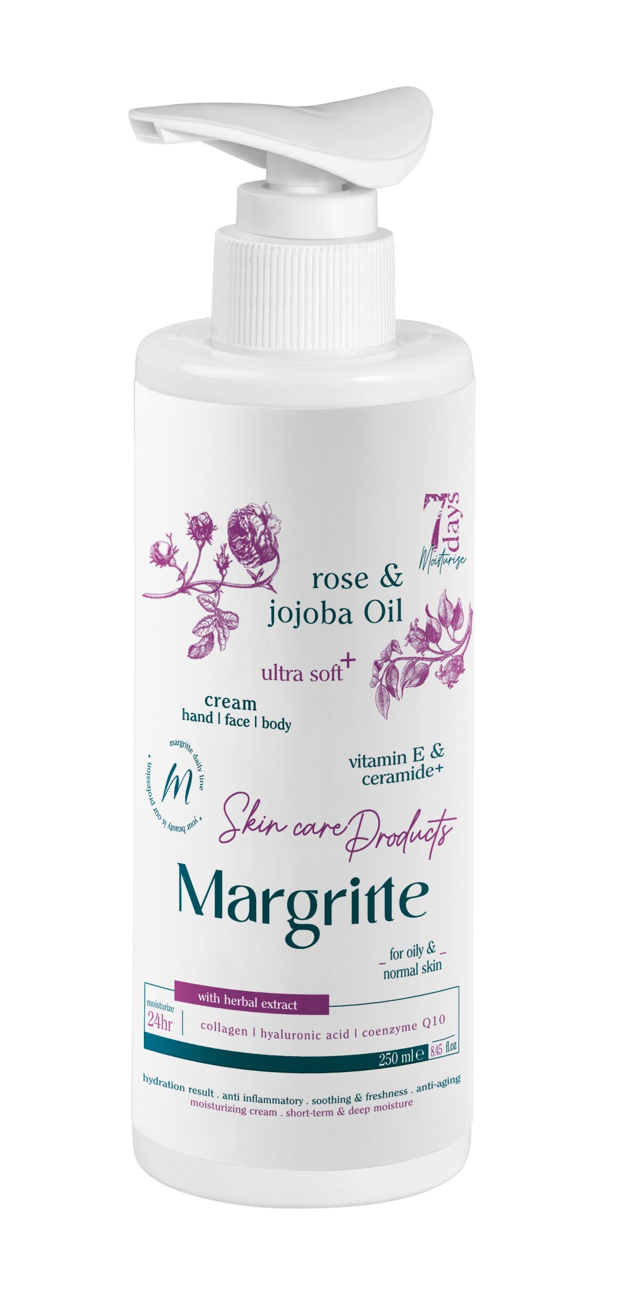 f8925c72-58b9-489f-a322-549310379a17 کرم مرطوب کننده آبرسان رز جوجوبا حجم 250 میلی لیتر (پمپی) مارگریت - Image 1