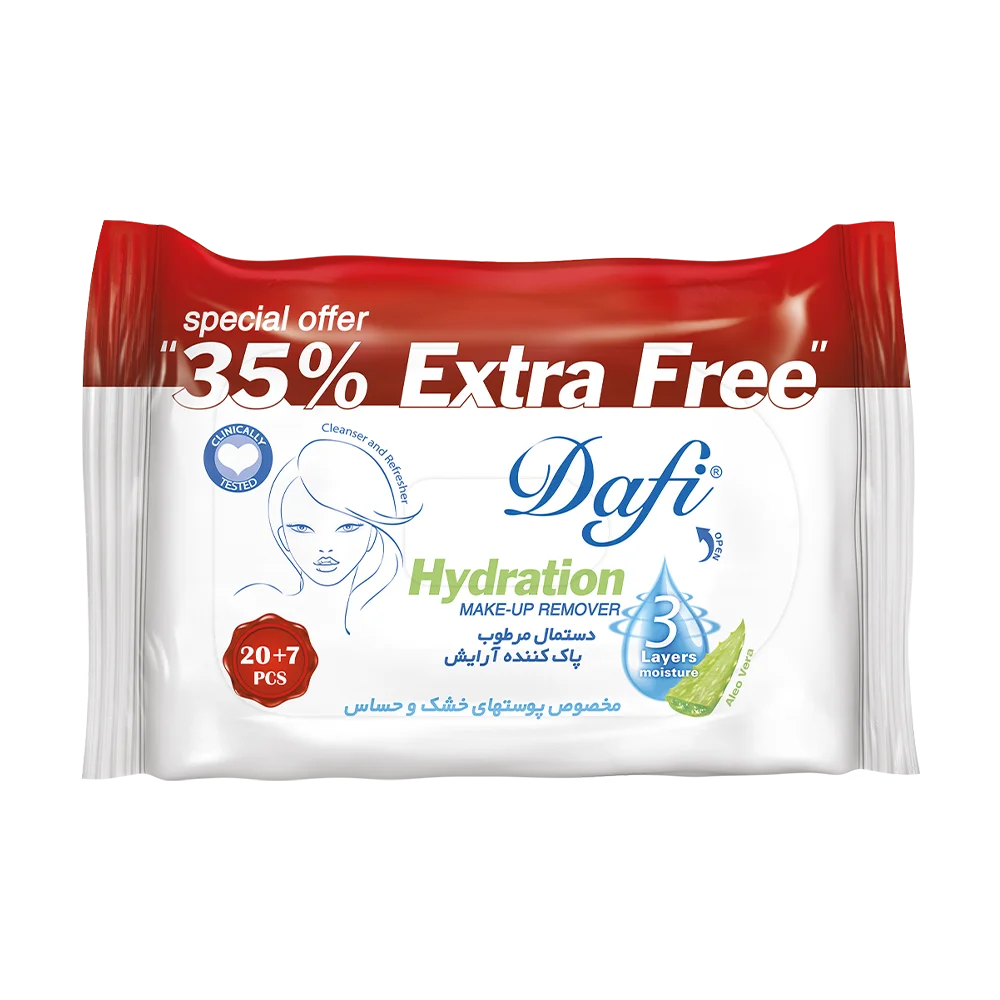 سه-در-یک-اکسترا دستمال مرطوب پاک کننده آرایش دافی مدل اکسترا - بسته 27 عددی - Image 1