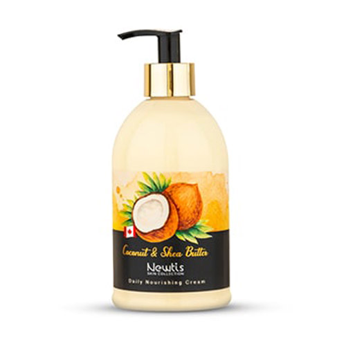 Newtis-Coconut-Cream-500ml کرم مرطوب کننده نارگیل و شی باتر پمپی 500میل نیوتیس|Newtis Coconut And Shea Butter Daily Nourishing Cream 500ml - Image 1
