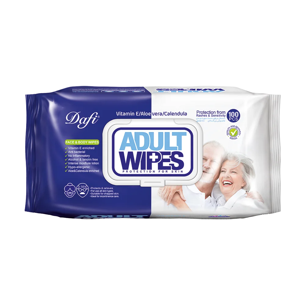 بزرگسال دستمال مرطوب دافی مدل Adult Wipes بسته 100 عددی - Image 1