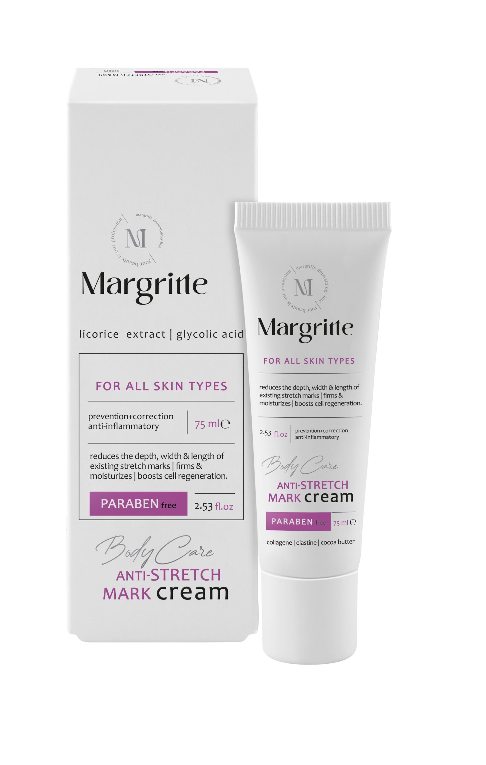 1bb5c1c9-5d42-406e-93ab-6f44717974a6 کرم رفع ترک بدن حجم 75 میلی لیتر مارگریت - Image 1