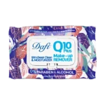 دستمال مرطوب پاک کننده آرایش دافی مدل Q10 طرح گل 3 50 عددی