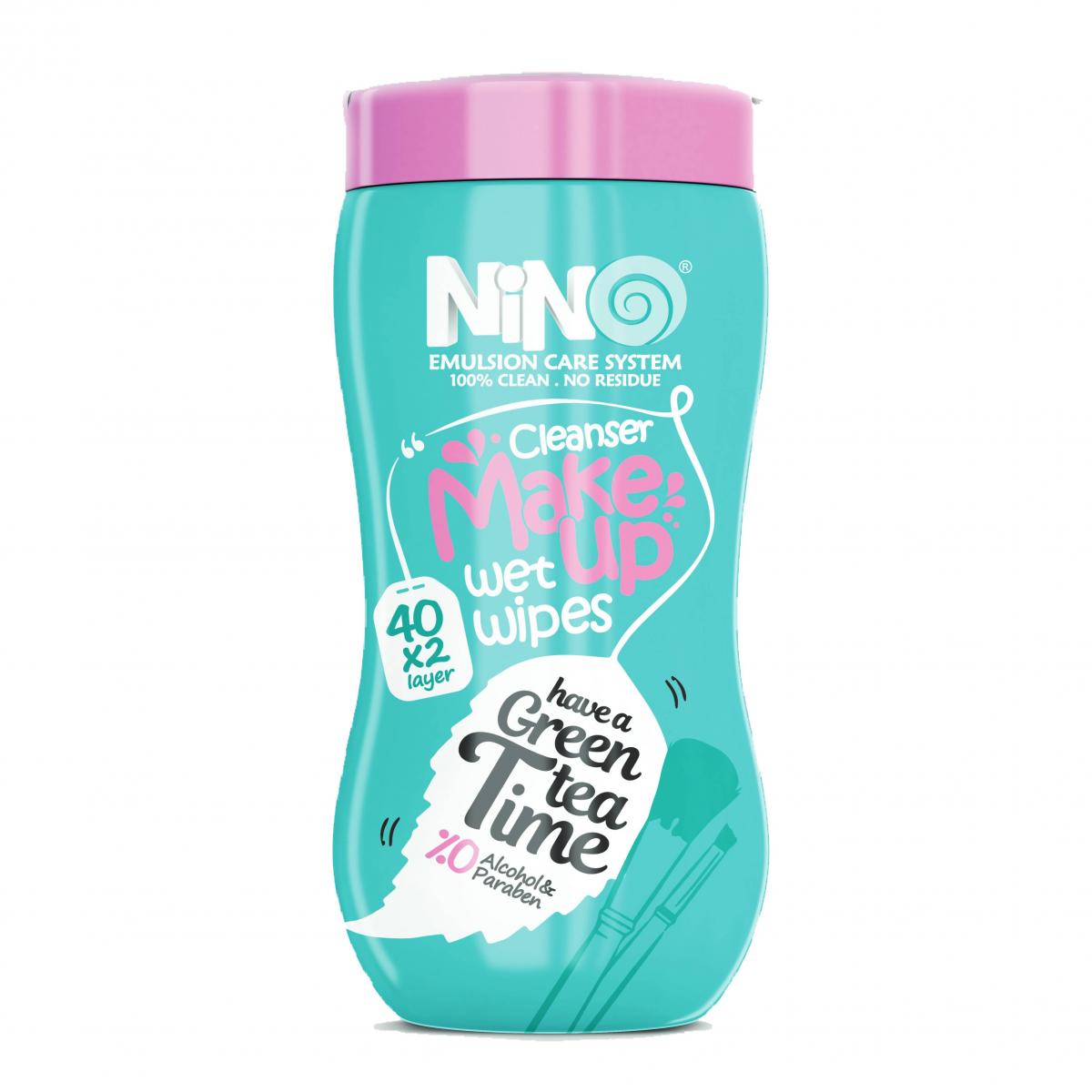 nino011 دستمال مرطوب آرايش Green Tea کمر باريک نینو - Image 1