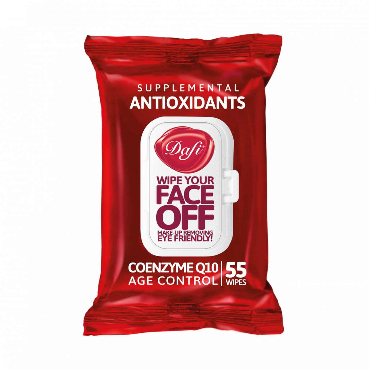 dafi032 دستمال مرطوب پاک کننده آرایش آنتی اکسیدان درب دار دافی بسته 55 عددی - Image 1